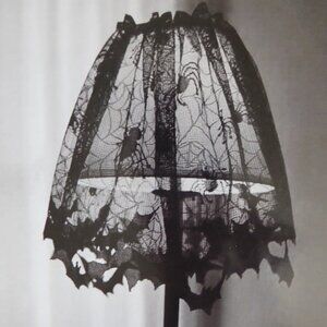 2 QTY NEW 60” x 24” CELEBRATE IT HALLOWEEN BLACK SPIDERWEB & BATS LAMP COVER SET